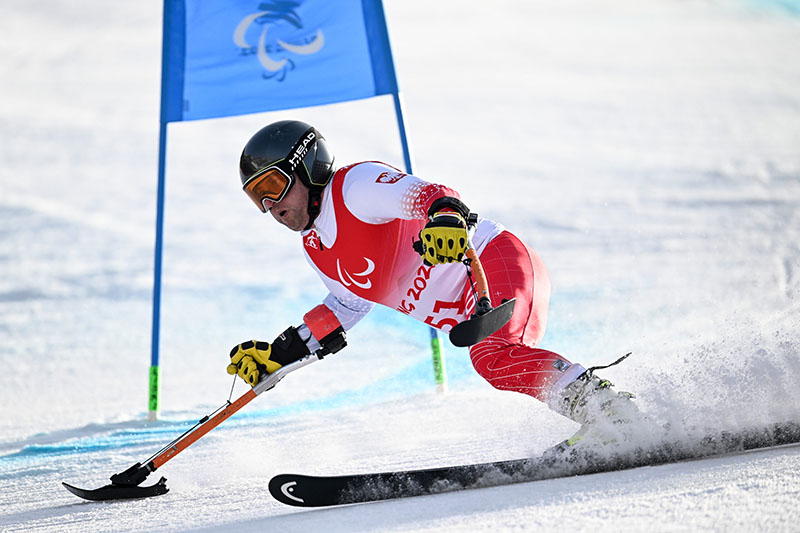 Chorąży Andrzej Szczęsny na trasie slalomu