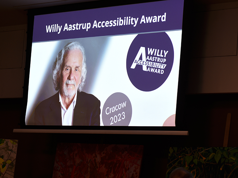 Slajd wyświetlany w czasie wydarzenia Willy Aastrup Accessibility Award