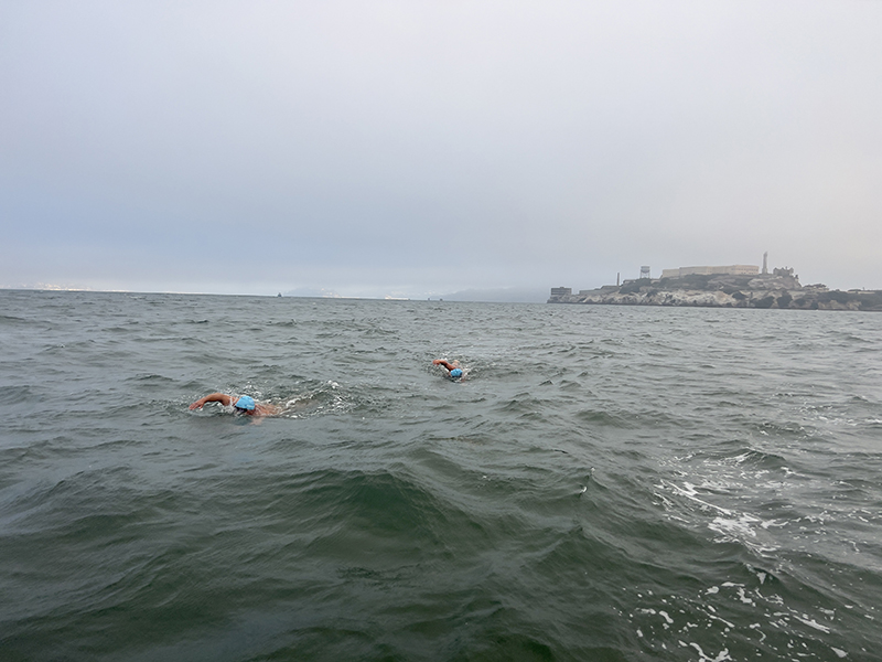 Pływacy w drodze z Alcatraz